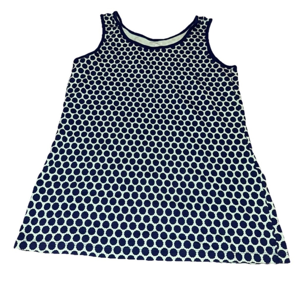 LANDS' END SZ Small Tall Cotton Dots Blue Knit Tank Top Shirt Womens